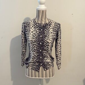 Animal print cardigan size small Worn